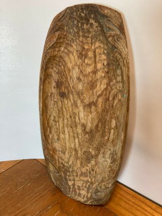 Antique Primitive Rustic Hand Carved Decorative Wood Dough Bowl Platter Trencher