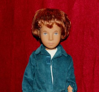 16 " Vintage 312 Sasha Doll Redhead,  Blue Eyes,  Turquoise Corduroy Suit,  Tag And Box