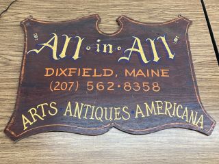 Great Vintage Wooden Hand Painted Folk Art Antiques Shop Sign Rustic/primitive