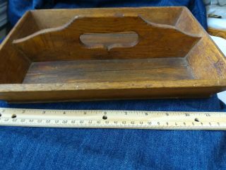 Antique Primitive Wood Small Cutlery Knife Box/tray Carrier Sloped Sides