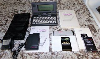 Vintage Atari Portfolio Pocket Computer W/ Memory Card Etc Rare
