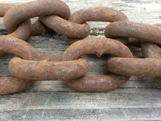 Vtg Heavy Rusty Iron Chain " Points " On Links 40 " Farmhouse Garden Steampunk