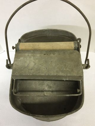 VIntage DeLuxe Galvanized Mop Bucket w/ Wood Rollers and Metal Handle 3