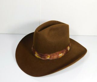 Vintage Stetson Xxx 3x Beaver Western Cowboy Hat With Feather Band Size 7 1/4