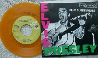 Elvis Presley - Blue Suede Shoes / Tutti Frutti - USA Gold Vinyl 45,  PS - EX - 2