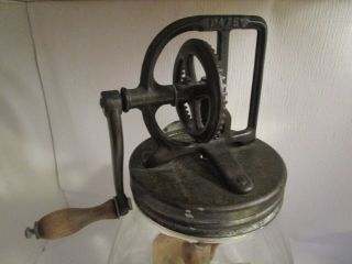 Antique DAZEY No.  40 Butter Churn 1922 Patent Date Embossed Glass Jar 1 Gallon 3