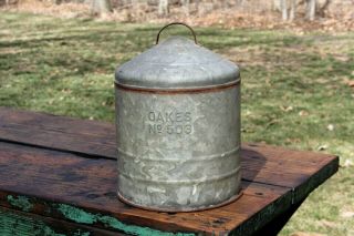 Vintage Oakes No 503 Galvanized Feeder Waterer Top Old Farm Country Decor