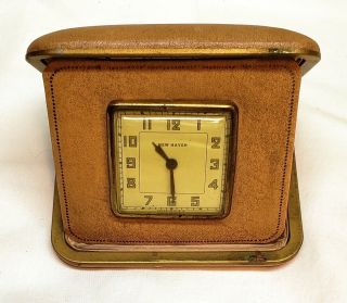 Vintage Haven Wind - Up Clock In Leather Case Travel Portable
