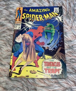 The Spider - Man 54 1967 Marvel Volume 1 " The Tentacles And The Trap " Vtg