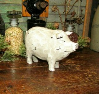 Primitive Antique Vtg Carved Style Resin Country Farm House Hog Pig Shelf Sitter