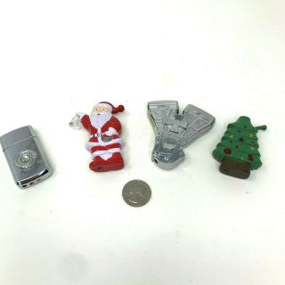 4 Refillable Novelty Butane Cigarette Lighters Santa,  Christmas Tree,  Two 2