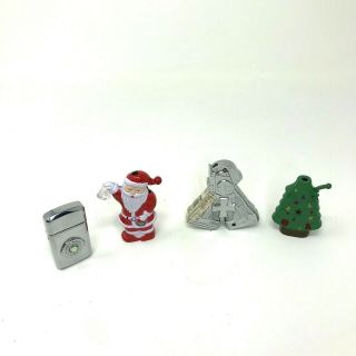 4 Refillable Novelty Butane Cigarette Lighters Santa,  Christmas Tree,  Two 3
