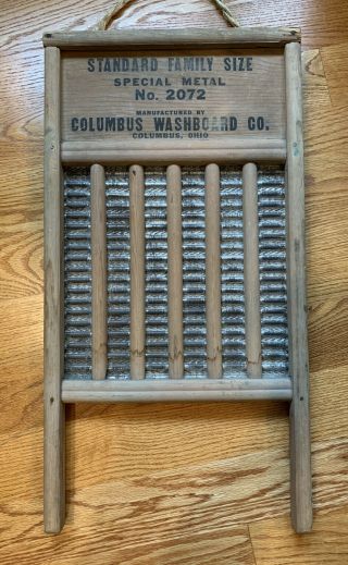 Vintage Maid - Rite No 2072 Wash Board Columbus Washboard Co.  Standard Family Size