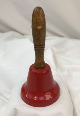The Salvation Army 4 1/2” Tall Red Metal Bell w/ Wooden Handle 2