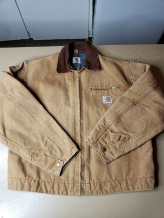 Vintage 90s Carhartt Detroit Blanket Lined Work Jacket Made In Usa Wip Canvas Xl