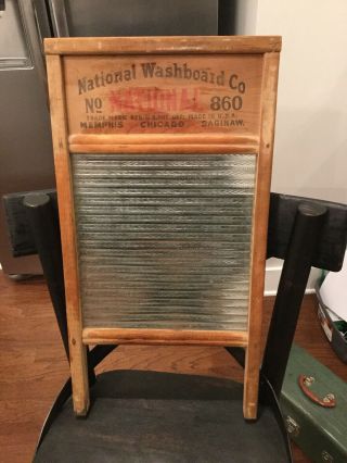 Vintage National Washboard Co No.  860 Ribbed Glass Washboard