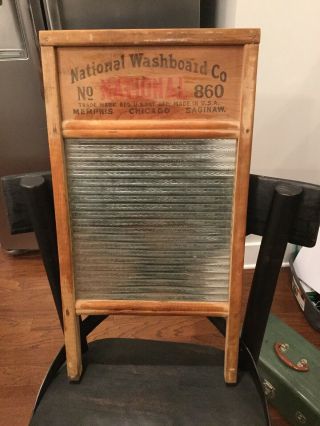 Vintage National Washboard Co No.  860 Ribbed glass washboard 2