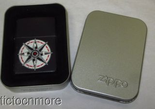 Retro Zippo Lighter Marlboro Compass Black Matte Miles Promo D.  1998 W/ Tin
