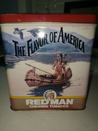 Vintage 1992 Limited Edition " Flavor Of America " Red Man Chewing Tobacco Tin