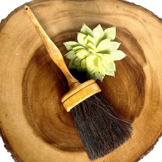 Antique Vintage Horse Hair Paint Stencil Brush Long Wood Handle Primitive