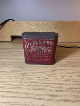 Vintage Pinkussohn’s Potpourri Vertical Pocket Tobacco Tin Advertising Paper