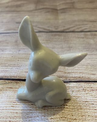 Vtg Small White Deer Fawn Figurine Big Ears 2” Long 3” Wide
