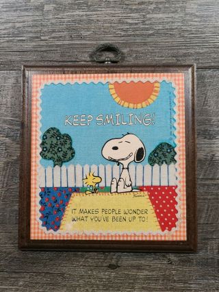 Hallmark Peanuts Snoopy & Woodstock Keep Smiling Plaque Vintage Wall Decor