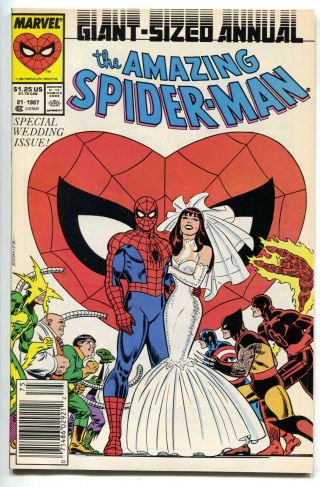 Spider - Man Annual 21 Marvel 1987 Nm - Mary Jane Wedding X - Men Sinster Six