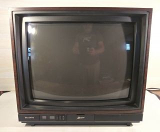 - Vintage 1990 Zenith Space Command 19 Inch Color Tv Wood Grain