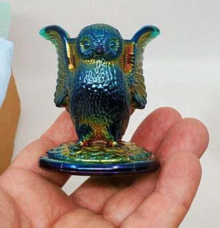 Vintage Hansen Iridized Carnival Glass Toothpick Holder Owl