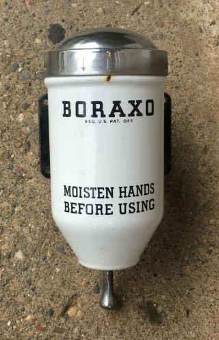Vtg White Porcelain Enamel Boraxo Powdered Hand Soap Dispenser From Gas Station
