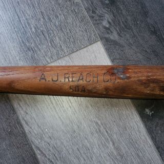Rare A.  J Reach Co.  50a Vintage Wooden Baseball Bat 1920s