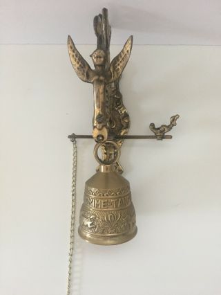 Vintage Brass Monastery Wall Mount Door Bell " Vocem Meam A Ovime Tangit”