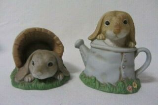 Vintage Home Interiors Gifts 1999 Bunny Buddies Set Of 2 Figurines