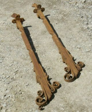 Vintage 2 X Wrought Iron Balustrade Rails Blacksmith Made 6 Kg Each