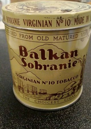 Rare Old Vintage Balkan Sobranie No 10 Virginian Tobacco 2 Oz Tin England Empty