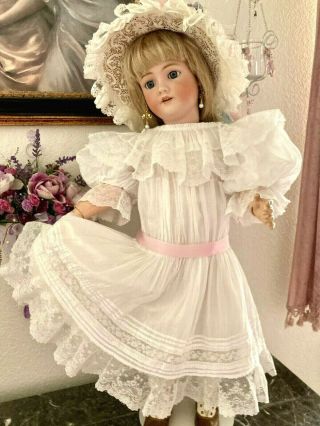 Antique Gorgeous White Cotton Lace Lawn Dress For 32 " 36 " Jumeau - Bru - German Doll