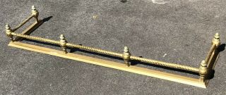 Antique Traditional Style Brass Fireplace Fender 53 " W X 14 " D X 6 " T Ball And Rod