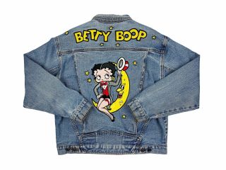Vintage Betty Boop Denim Jacket Jean 90s Moon American Toons R2