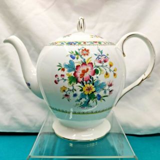 Rare Foley Ming Rose Pattern Vintage Bone China Teapot C.  1950s.  Made In England