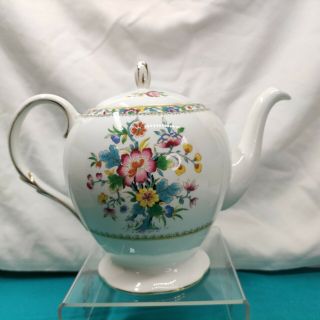 Rare Foley Ming Rose Pattern Vintage Bone China Teapot c.  1950s.  Made in England 3