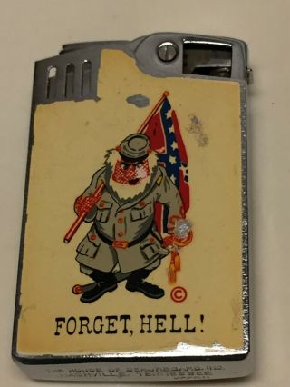 Vintage House Of Beauregard Musical Lighter Forget,  Hell Soldier With Flag
