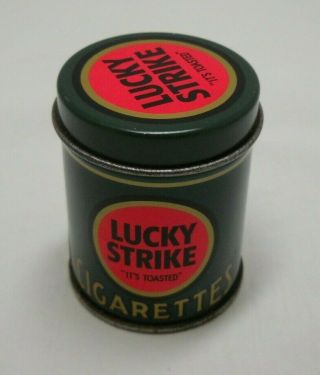 Lucky Strike Cigarettes “it’s Toasted” Cylindrical Tin Match Holder
