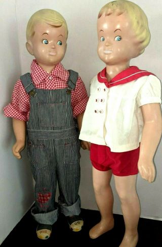 Vtg 40s 50s Buster Brown Advertising Store Display Mannequin Doll Set Of 2