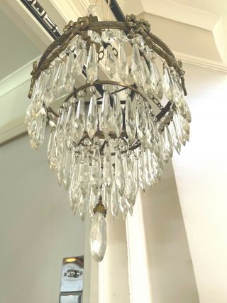 A Antique Waterfall Icicle Crystal Chandelier