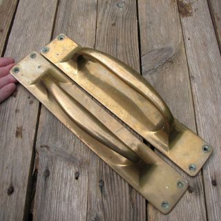 Large Old Solid Brass Door Pull Handles Shop / Bar / Pub Commercial