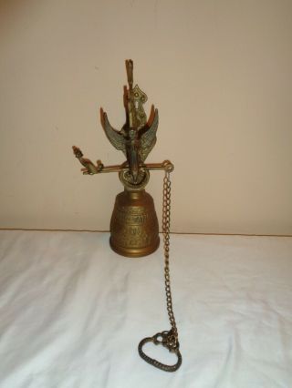 Antique Cast Brass Bell Door Knocker Wall Mounted Vocem - Meam - A Ovime - Tangit