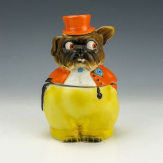 Art Deco German Porcelain - Bulldog Form Tobacco Jar - Slight Damage But Lovely