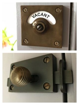 Antique Brass Finish Vacant Engaged Toilet Bathroom Lock Bolt Indicator Door