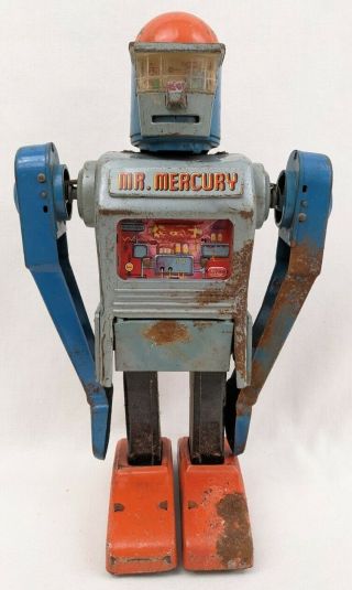 Vintage Marx 1960s Tin Litho Mr Mercury Robot Toy Parts/repair No Remote Japan